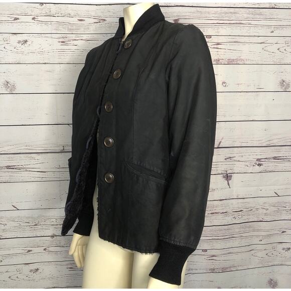 American Vintage 90's black coat with faux fur lining size medium - Picture 9 of 11